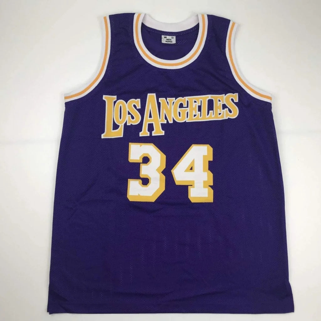 Autographed Shaquille ONeal purple Lakers custom jersey number 34