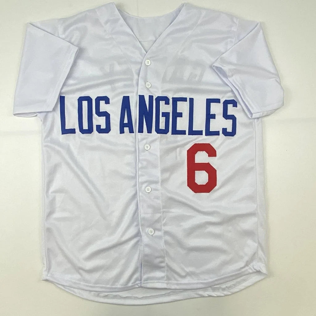 Autographed Steve Garvey custom white Los Angeles jersey, number 6