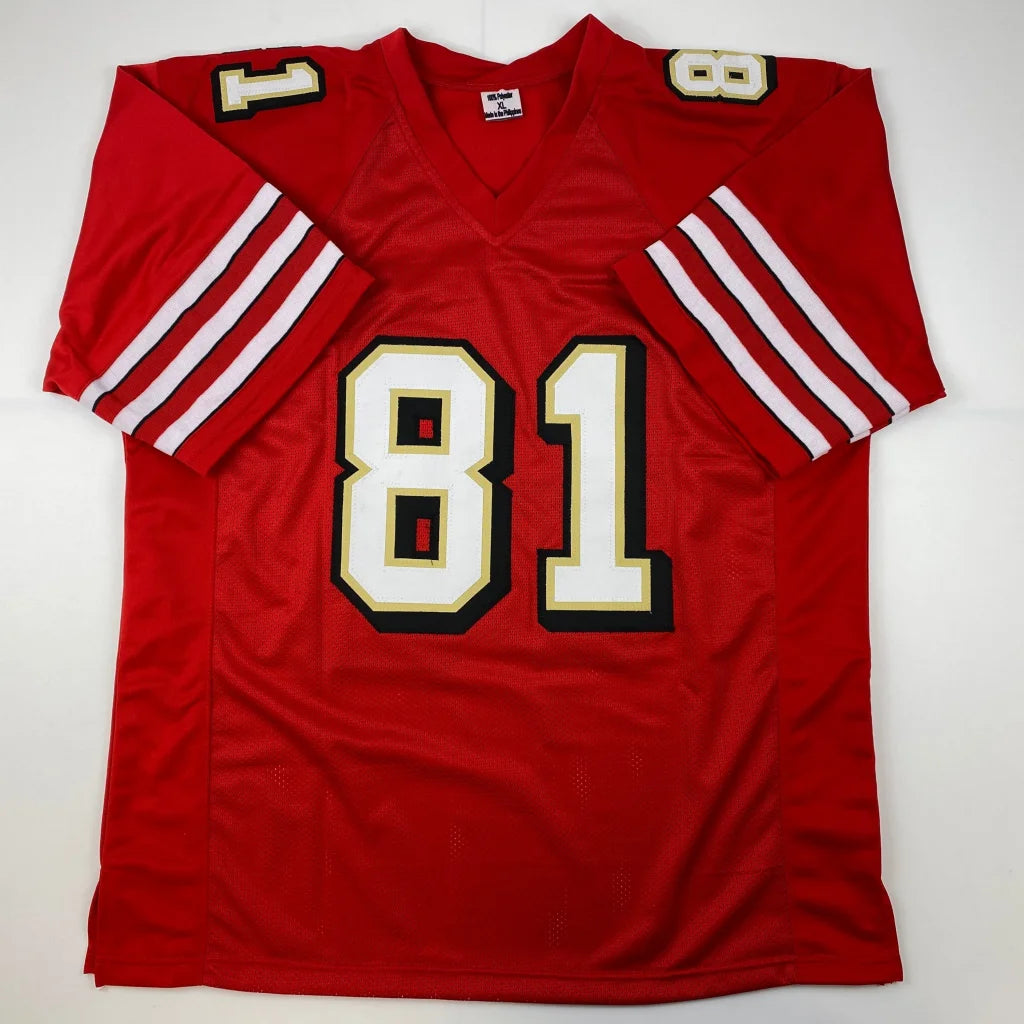 Autographed Terrell Owens red San Francisco custom jersey with number 81