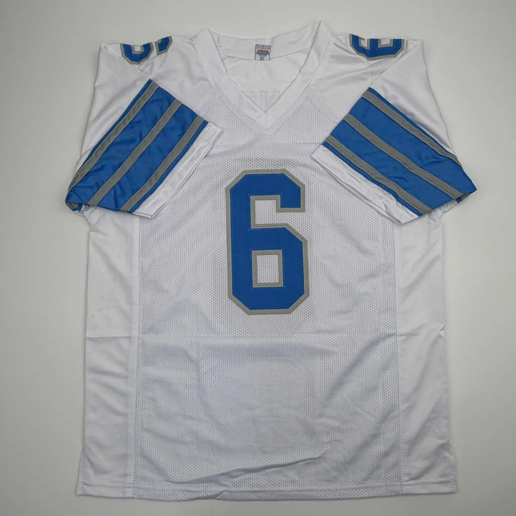 Autographed/Signed Terrion Arnold Detroit White Football Jersey Beckett BAS COA