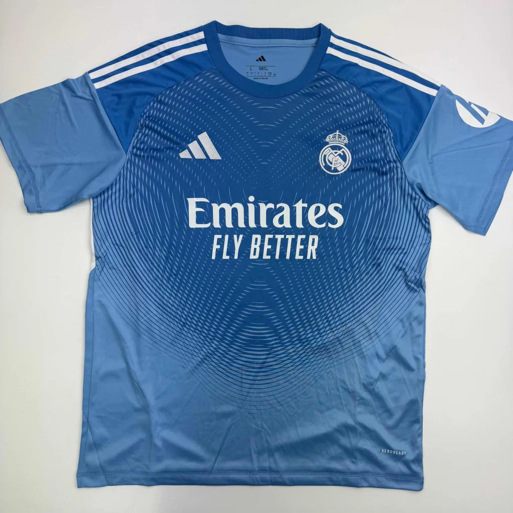 Autographed Thibaut Courtois Real Madrid blue training jersey with adidas stripes