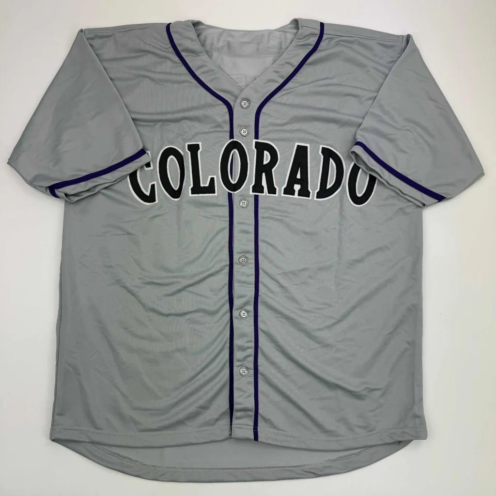 Autographed Todd Helton HOF custom Colorado gray jersey