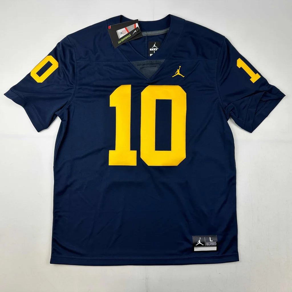Autographed Tom Brady Michigan Wolverines navy blue Jordan jersey #10