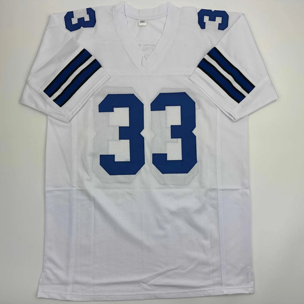 Autographed Tony Dorsett Dallas White Football Jersey JSA COA | Authenticated Signed Sports Jersey | vintageantiquesgifts.com