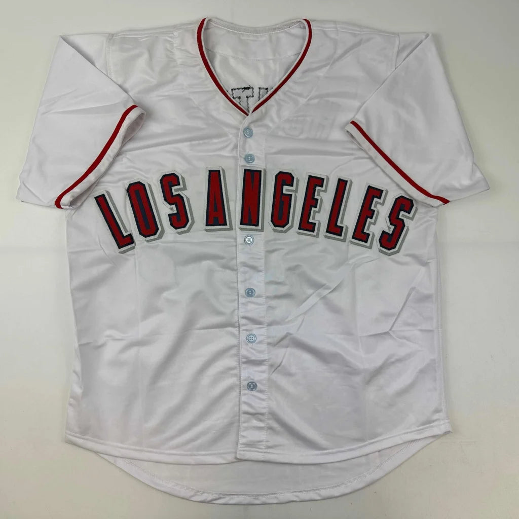 Autographed Torii Hunter Los Angeles Anaheim White Baseball Jersey Beckett BAS COA | Authenticated Signed Sports Jersey | vintageantiquesgifts.com