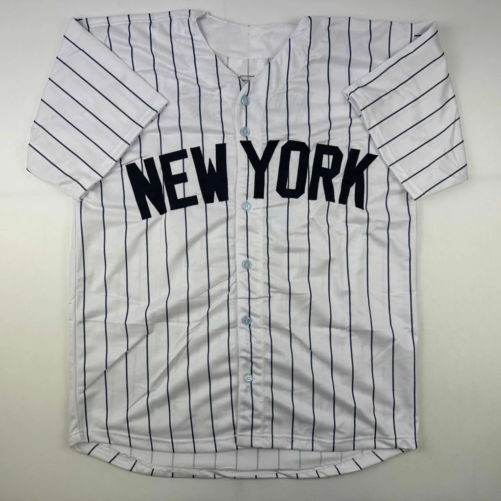Autographed Wade Boggs New York pinstripe custom jersey, professional sports