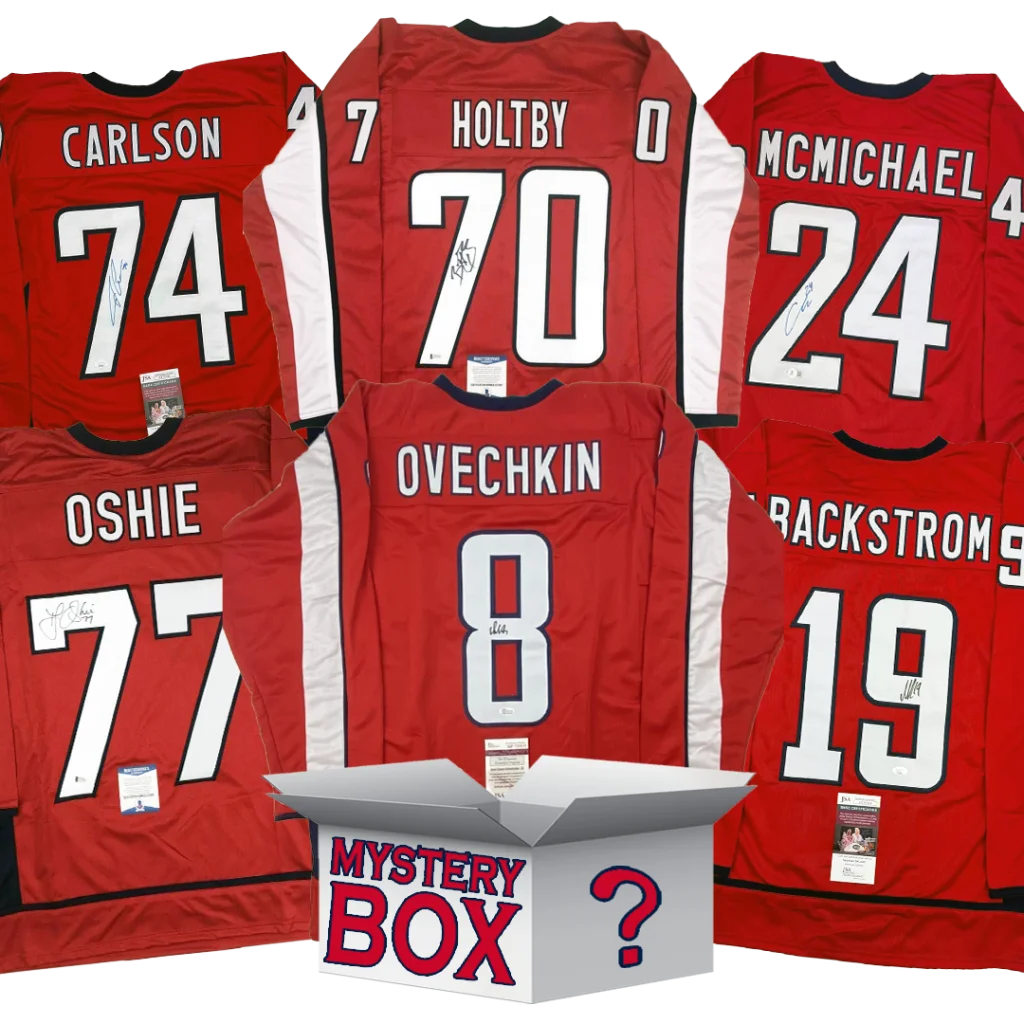 Autographed Washington hockey jersey mystery box with Ovechkin