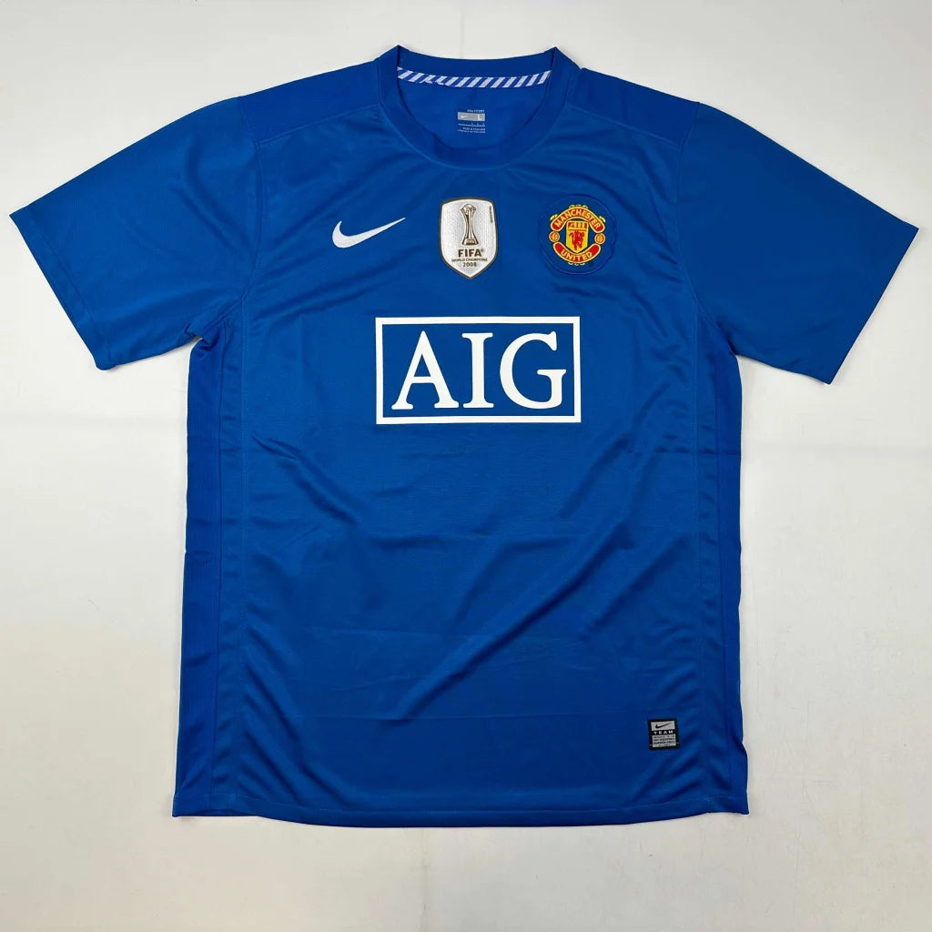 Blue Manchester United 2008/09 away jersey with third party authentication for fans