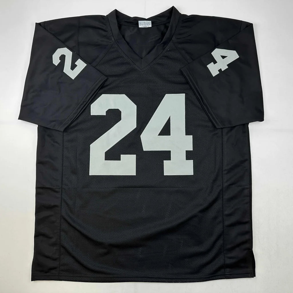 Black athletic jersey with light gray 24 numbers from Authentic Brown 24 Custom Jersey for professional sports league
