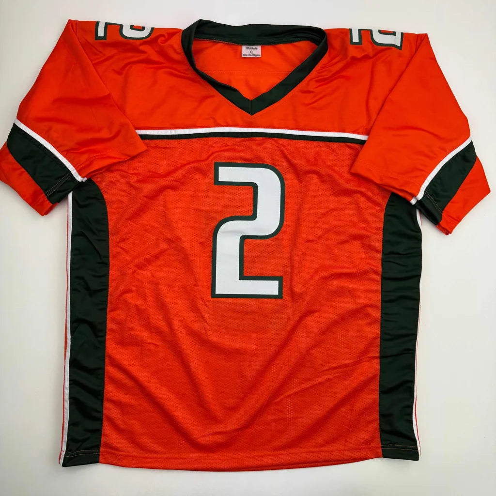 Autographed Willis McGahee custom orange Miami jersey number 2