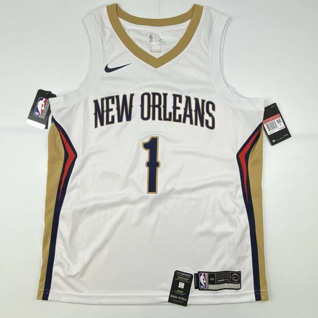 Autographed Zion Williamson New Orleans Pelicans white Swingman jersey