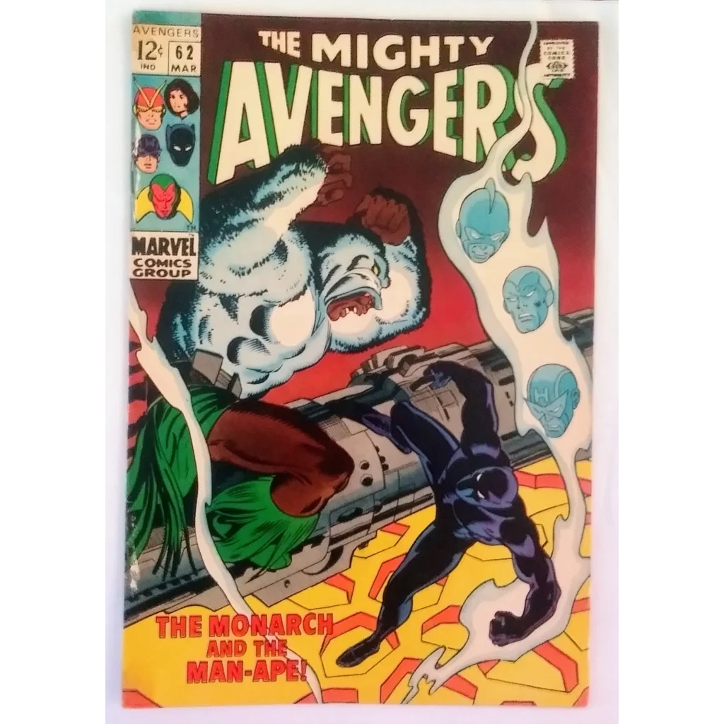1970s Marvel Comics Avengers 62 cover with Man-Ape vs Monarch battle, good condition