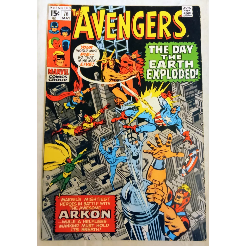 Vintage Marvel Comics Avengers Issue 76 1970 superhero cover