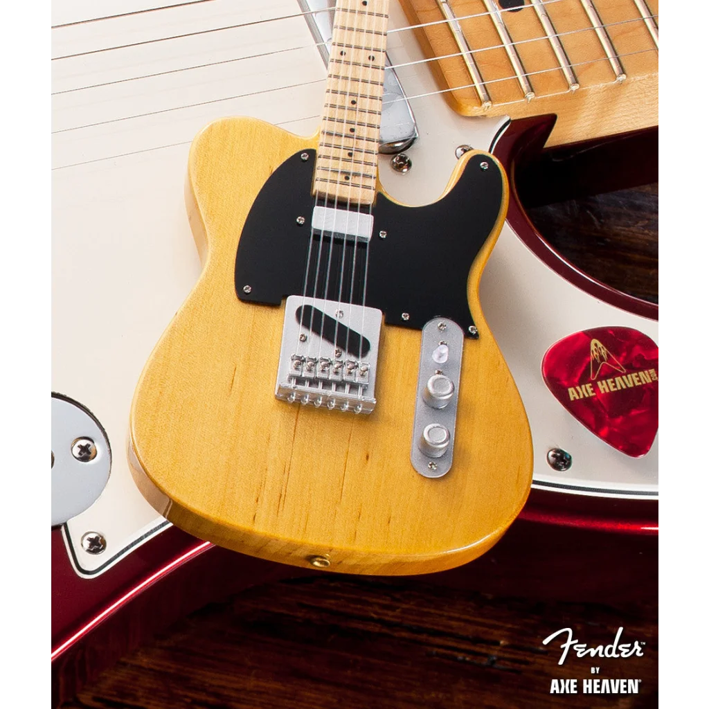Axe Heaven Fender Telecaster miniature guitar in butterscotch blonde with stand