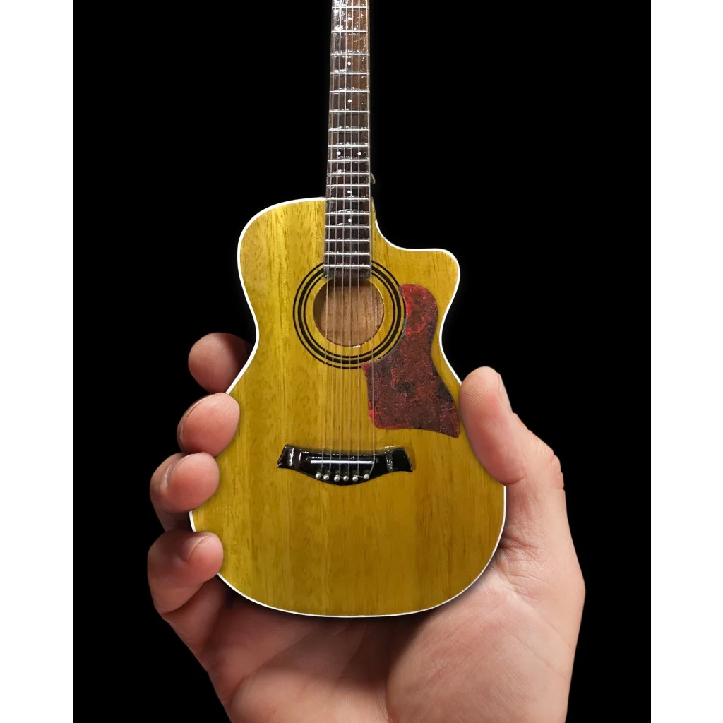Axe Heaven® mini yellow acoustic guitar with cutaway, natural wood, pickguard