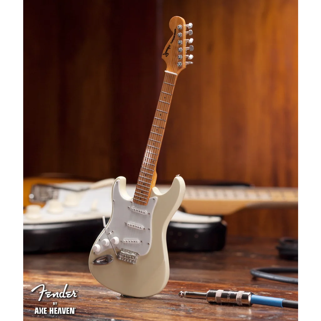Axe Heaven White Fender Strat Mini Guitar with Stand
