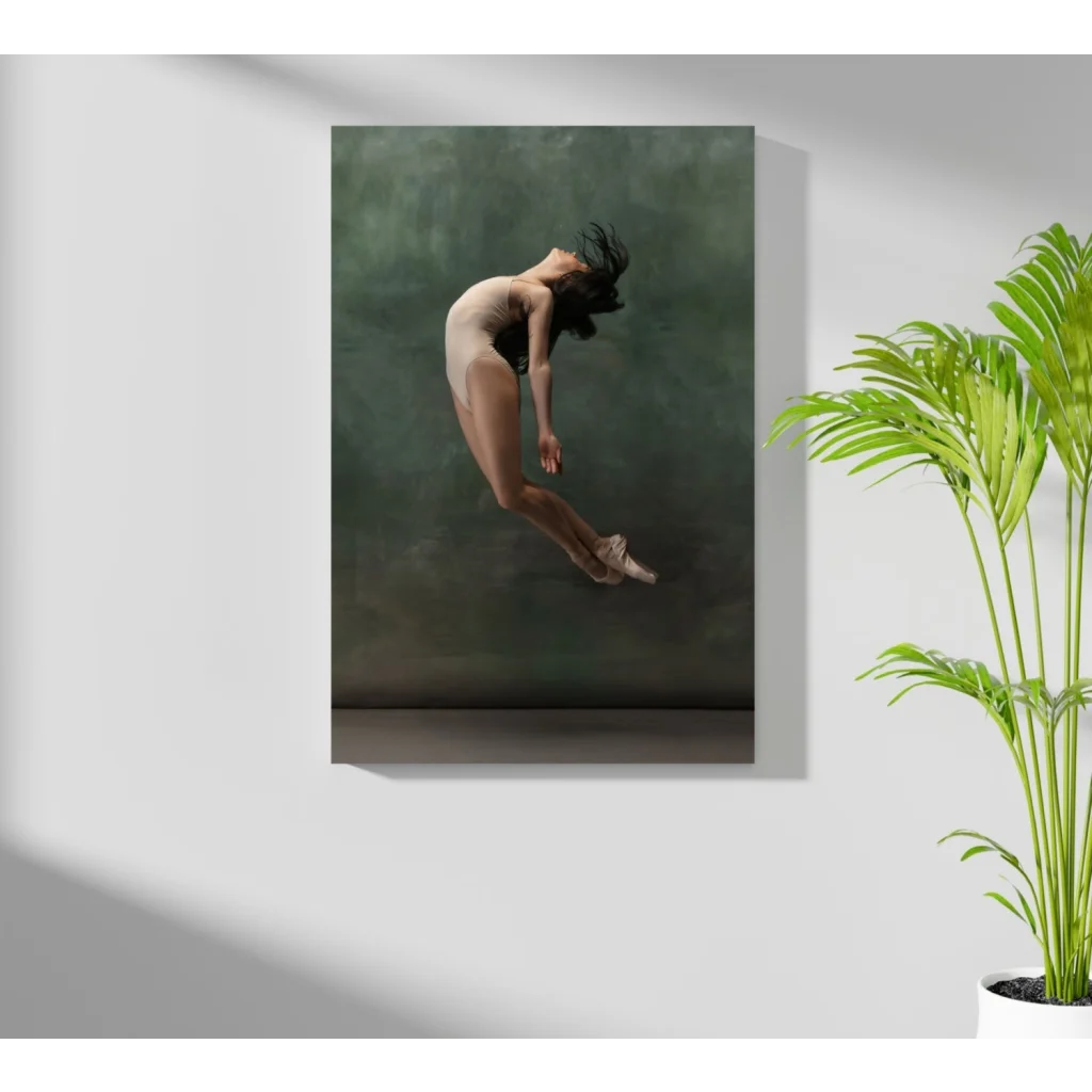 Nude leaping ballet dancer on Insigne aluminum print for home