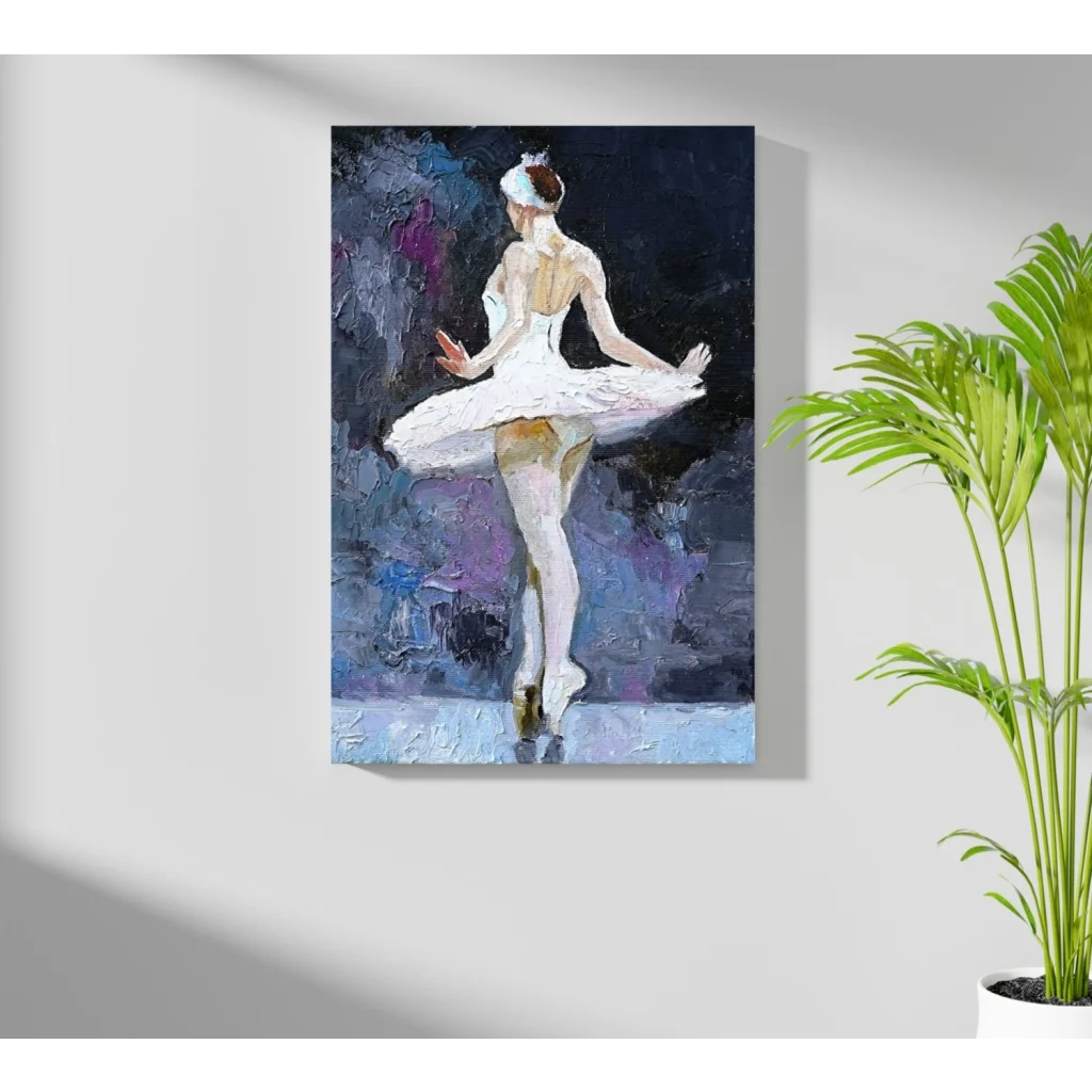 Ballerina in white tutu on insigne aluminum print