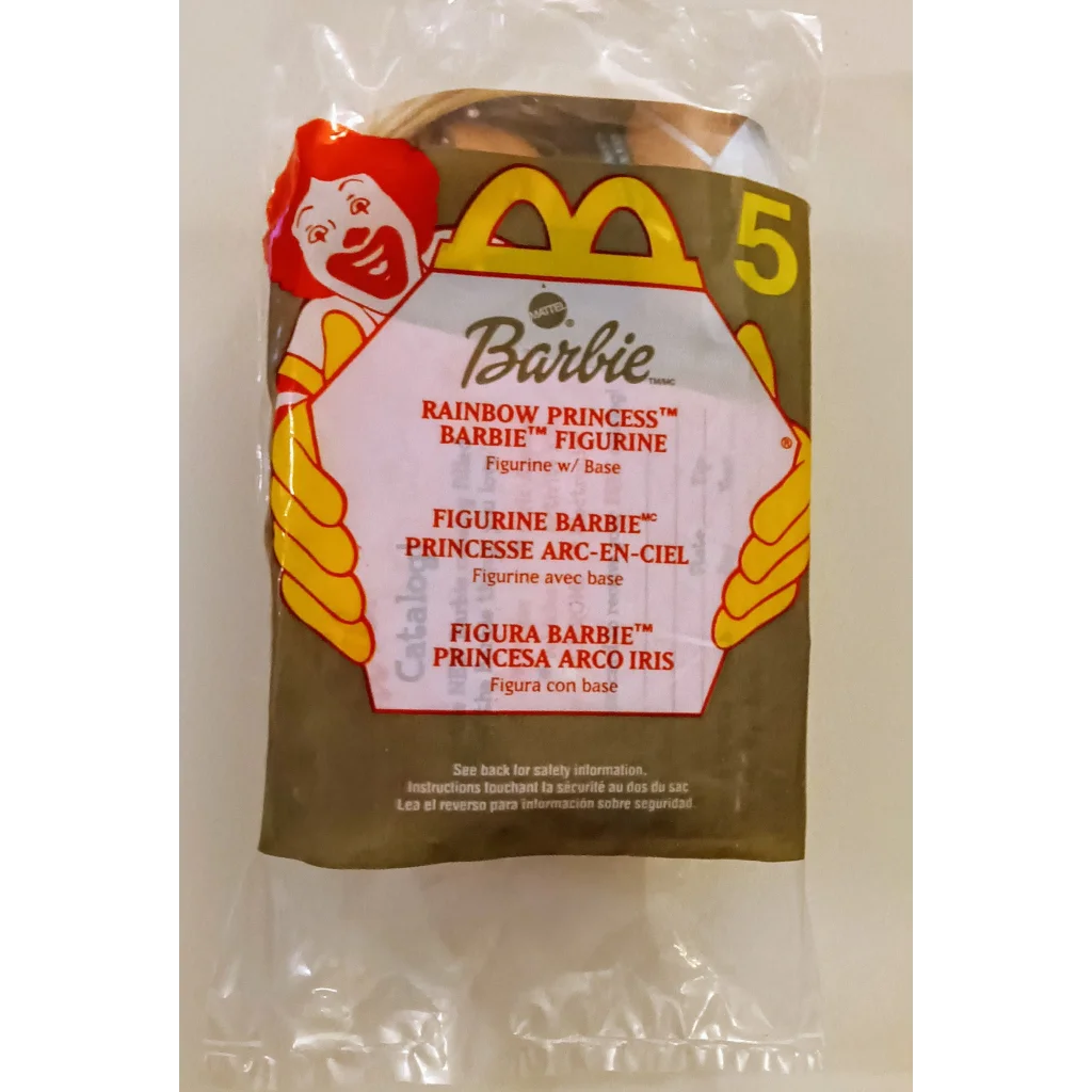 Sealed 2000 McDonalds Rainbow Princess Barbie Happy Meal Toy in packaging