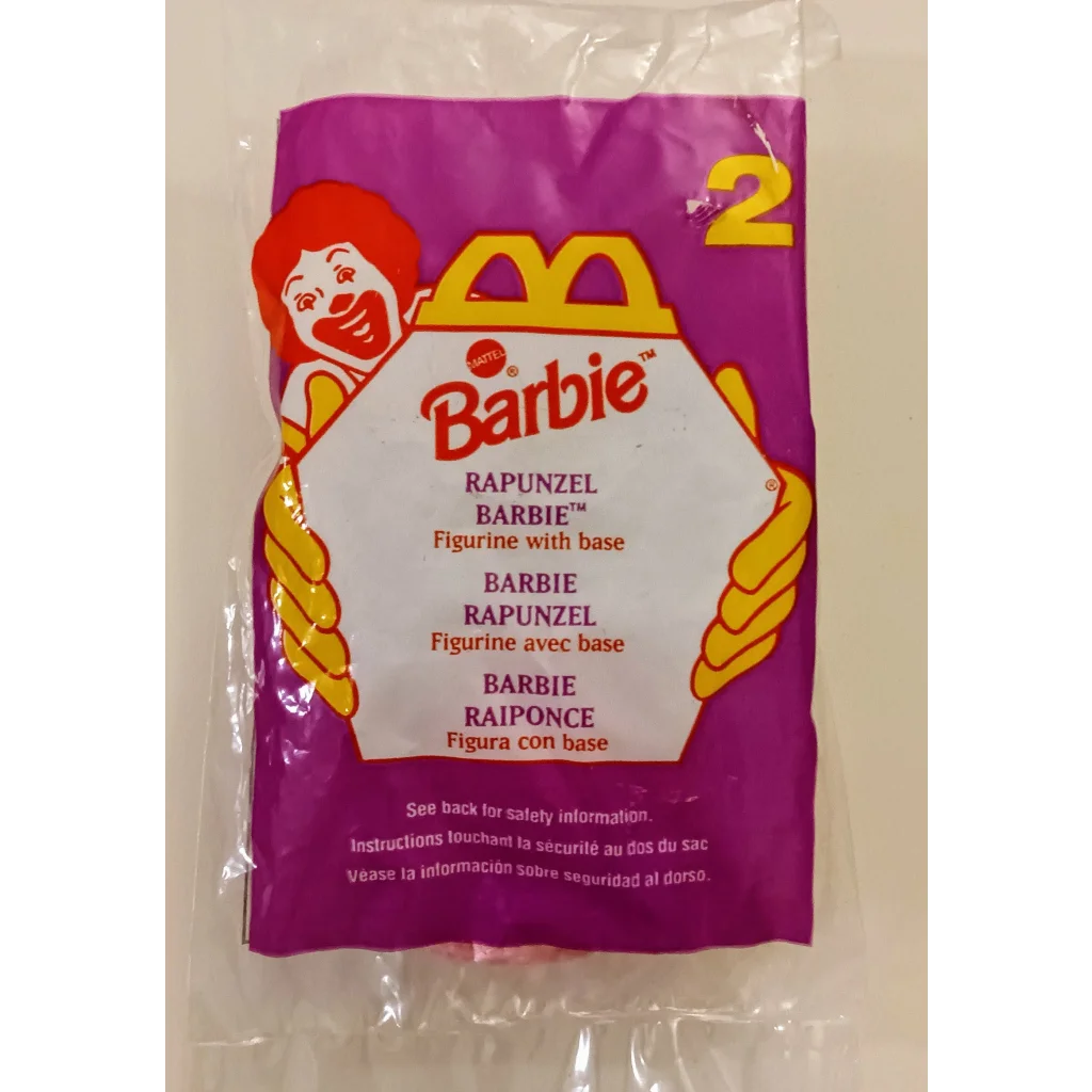 Sealed rare 1996 McDonalds Rapunzel Barbie happy meal toy packaging