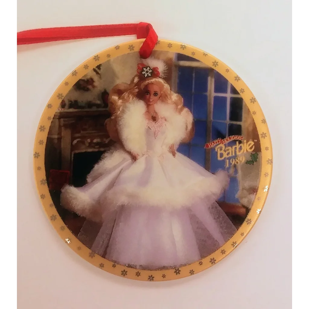 Vintage 1989 Happy Holidays Barbie ornament in original box