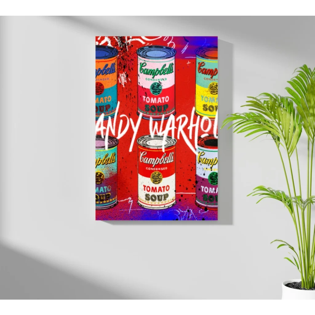 Vibrant Warhol Campbell Soup pop art on Insigne aluminum prints