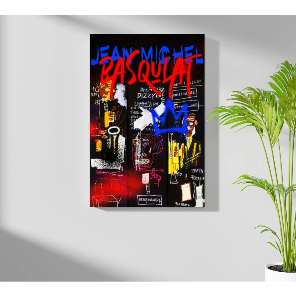 Jean-Michel Basquiat neon canvas 4-piece aluminum print set