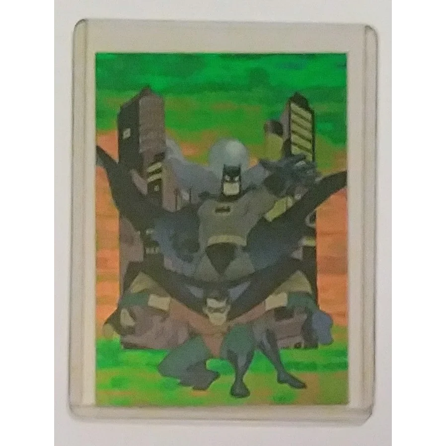 Batman Animated Series Card R1 foil glass coaster in dynamic action pose