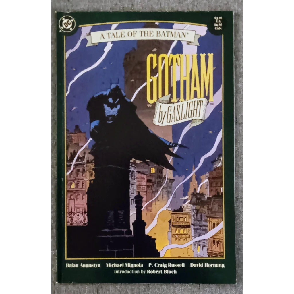 Batman silhouette comic book on urban night backdrop collectible
