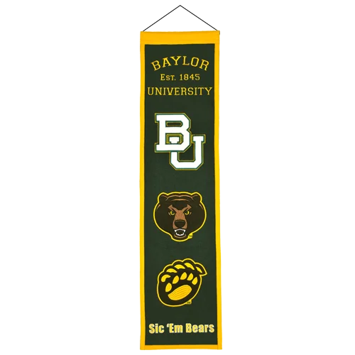 Baylor Bears heritage banner in green and gold with bear logo