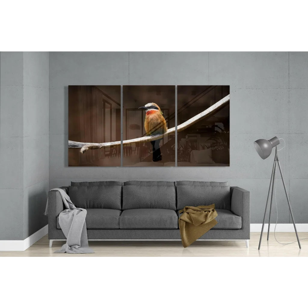 Stunning Bird Triptych Glass Wall Art Canvas Print | Modern Wall Art Decor | vintageantiquesgifts.com