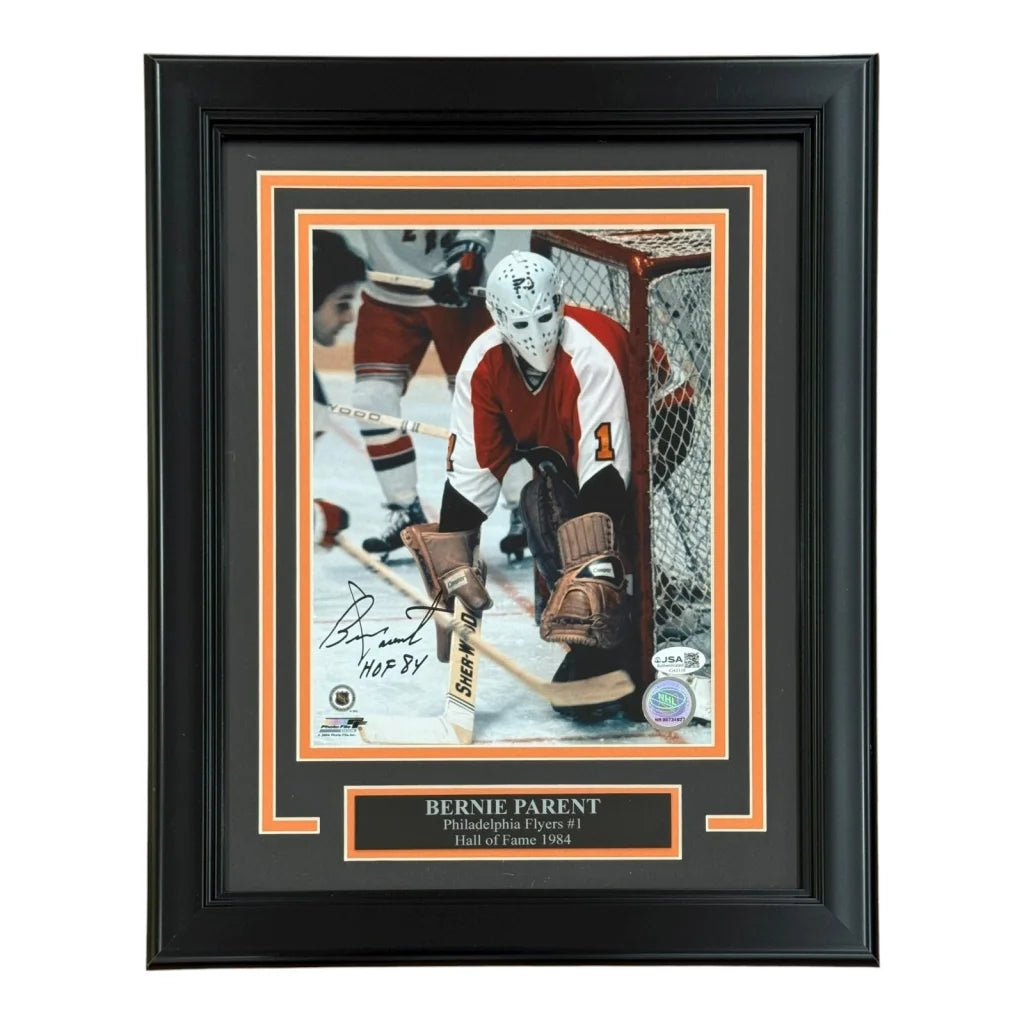 Bernie Parent autographed deluxe framed 8x10 Philadelphia Flyers photo