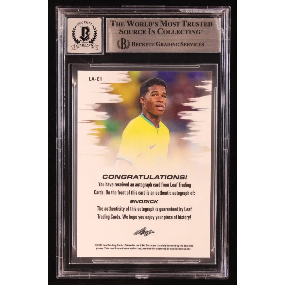 BGS authentic Brazil soccer player signed trading card with graded sports card image
