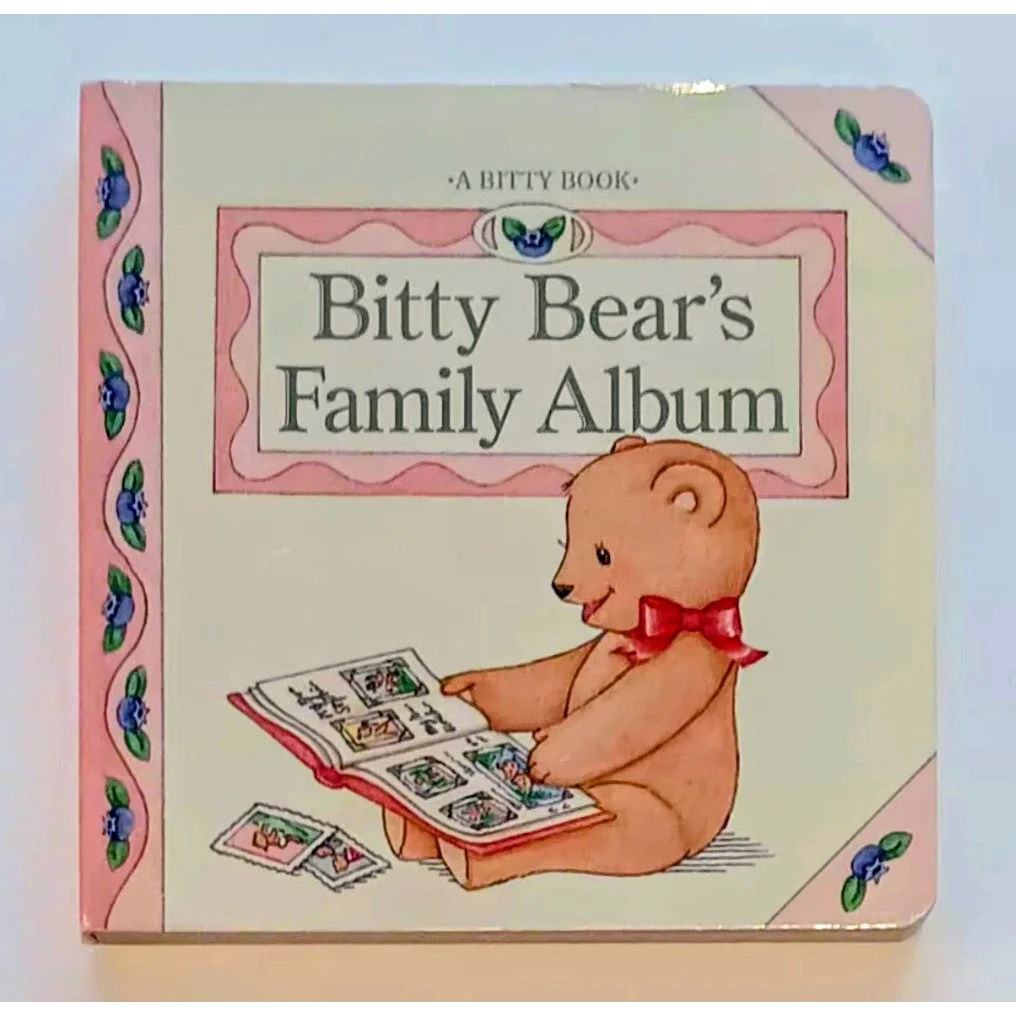 Bitty Baby board book with pink bear family album cover and bow tie