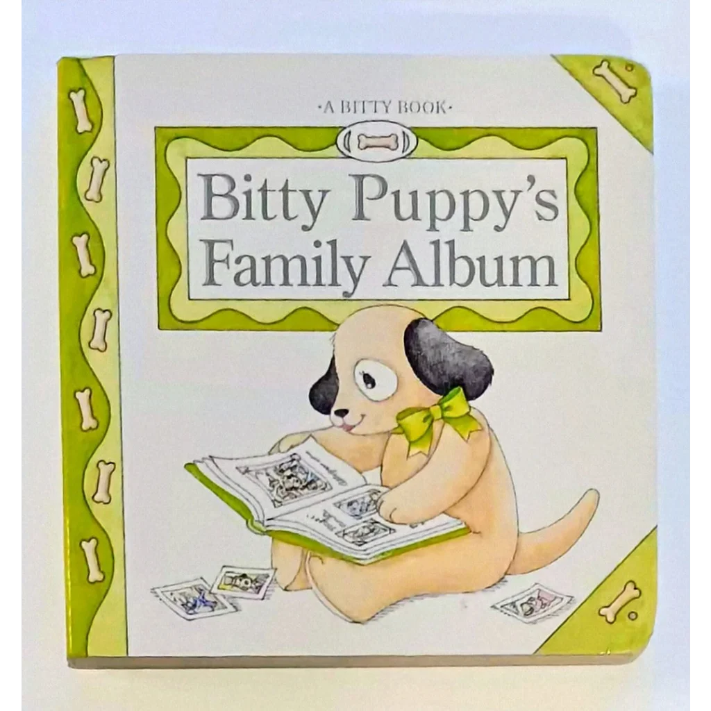 Cute Bitty Baby Board Book cover with puppy family album illustration