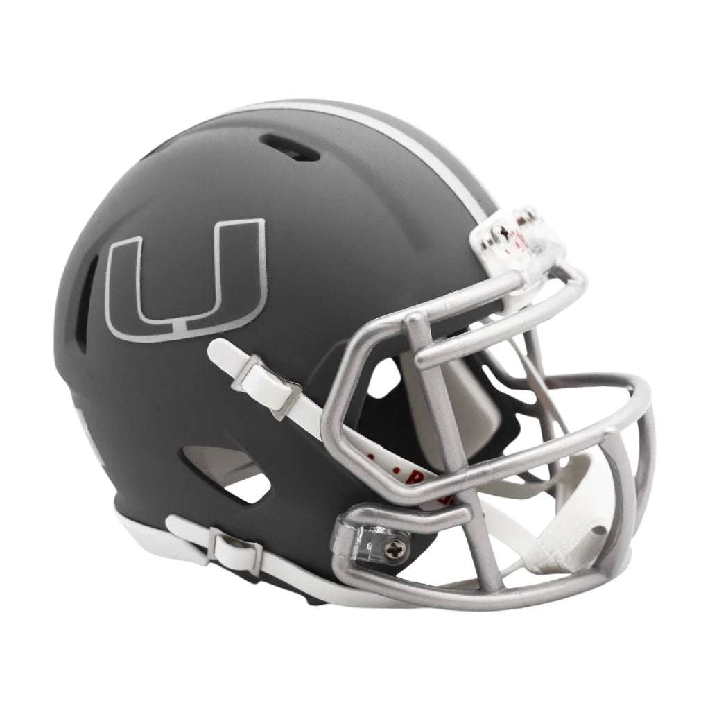 Black silver U logo football helmet with glossy finish