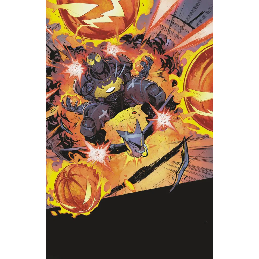 Black Yellow Armored Superhero 2nd Ptg print book with explosive action scene