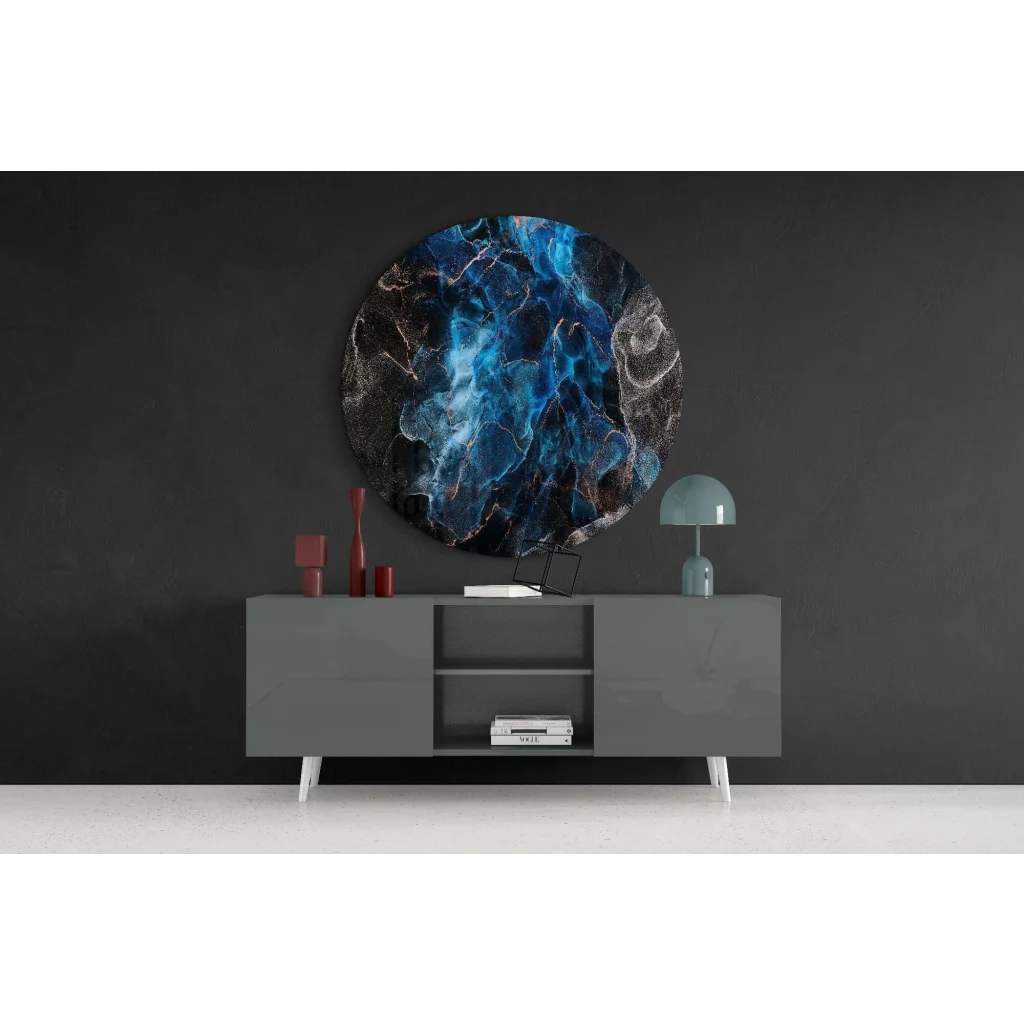 Stunning Blue Swirl Tempered Glass Art for Your Walls | Contemporary Home Wall Art | vintageantiquesgifts.com