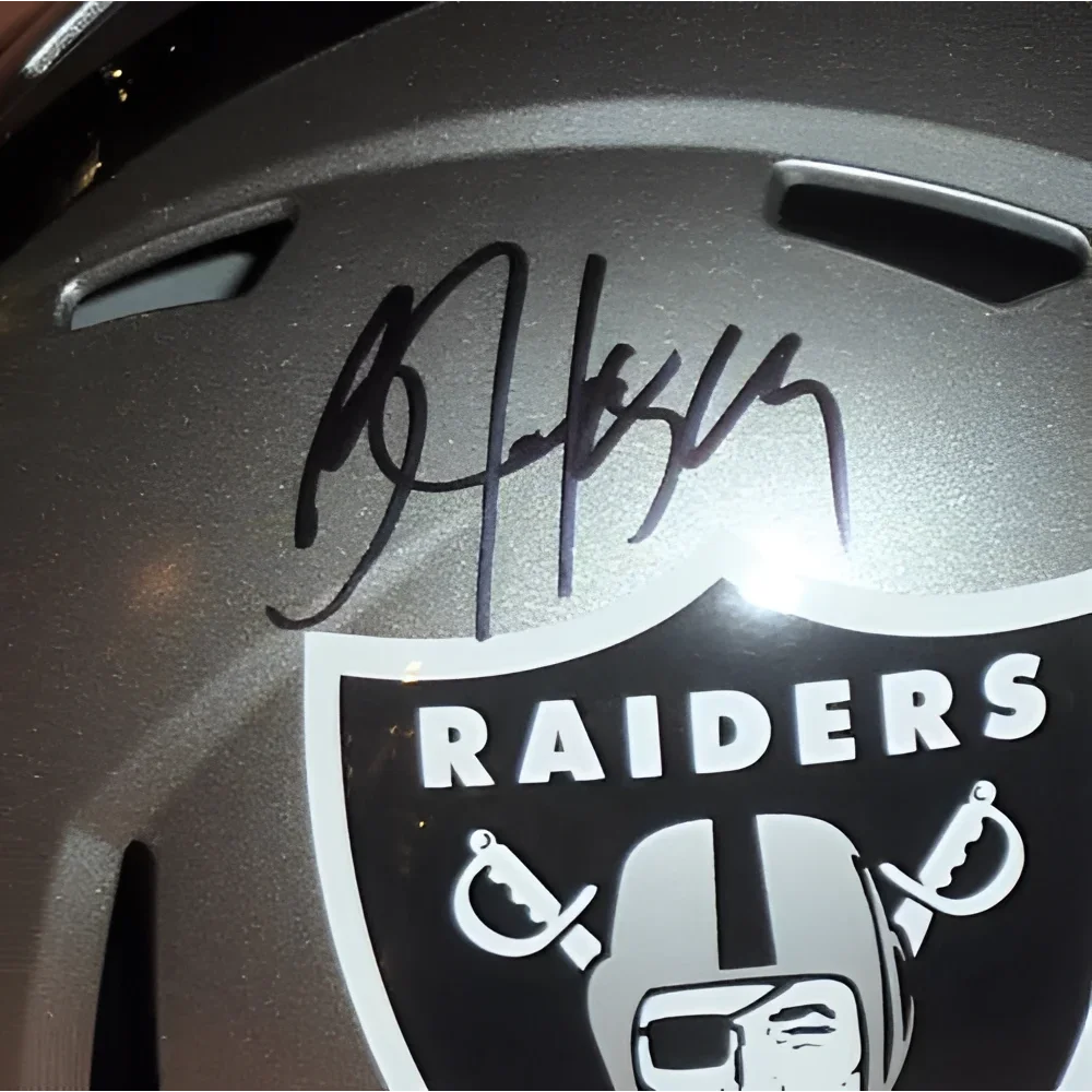 Bo Jackson autographed Las Vegas Raiders replica helmet with silver design