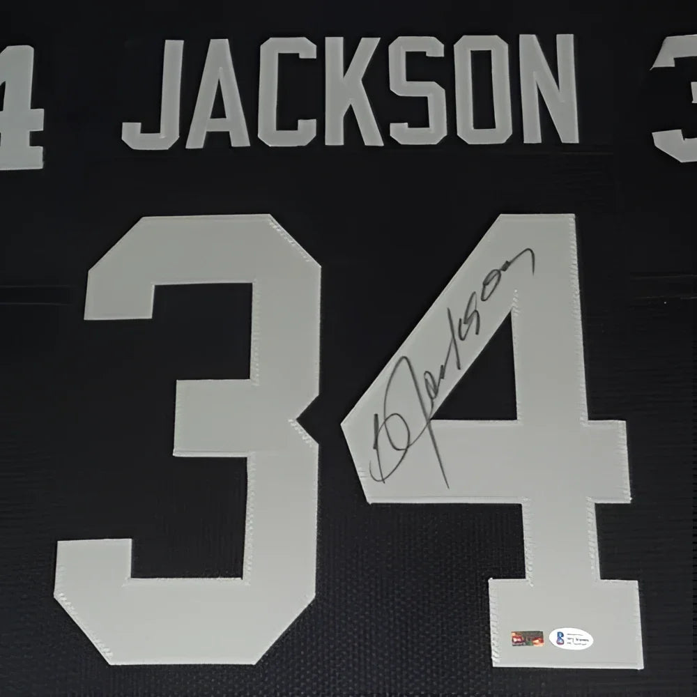 Bo Jackson autographed Oakland Raiders deluxe framed jersey black #34