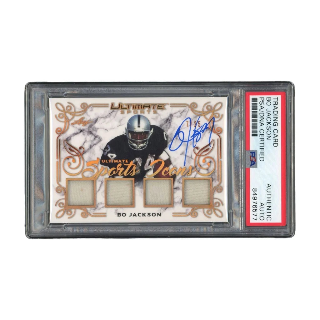 Framed Bo Jackson signed 2021 Leaf card PSA authentic auto in gold black