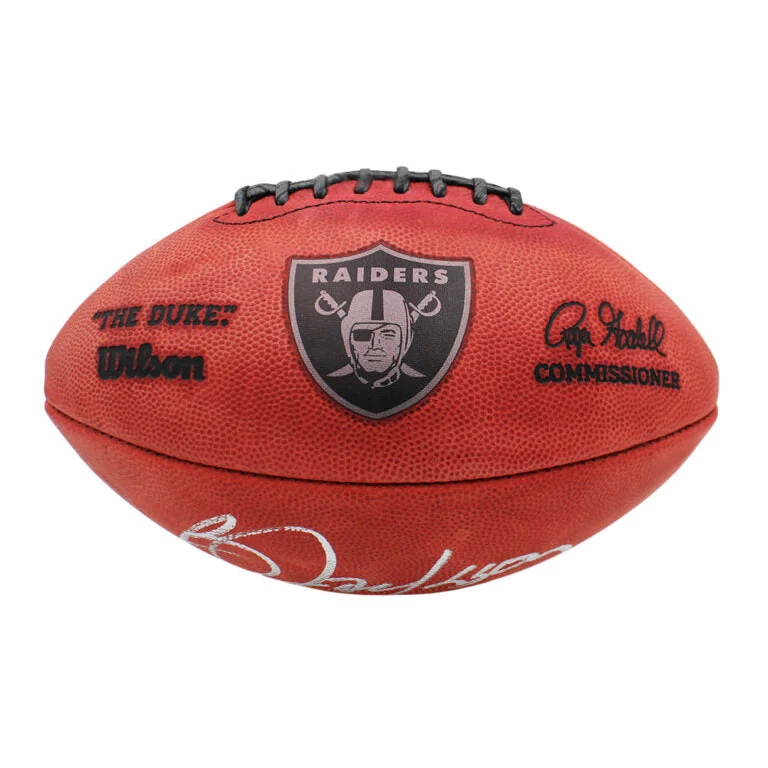 Bo Jackson Signed Raiders Wilson Duke Metallic NFL Football | Authentic Sports Collectible | vintageantiquesgifts.com