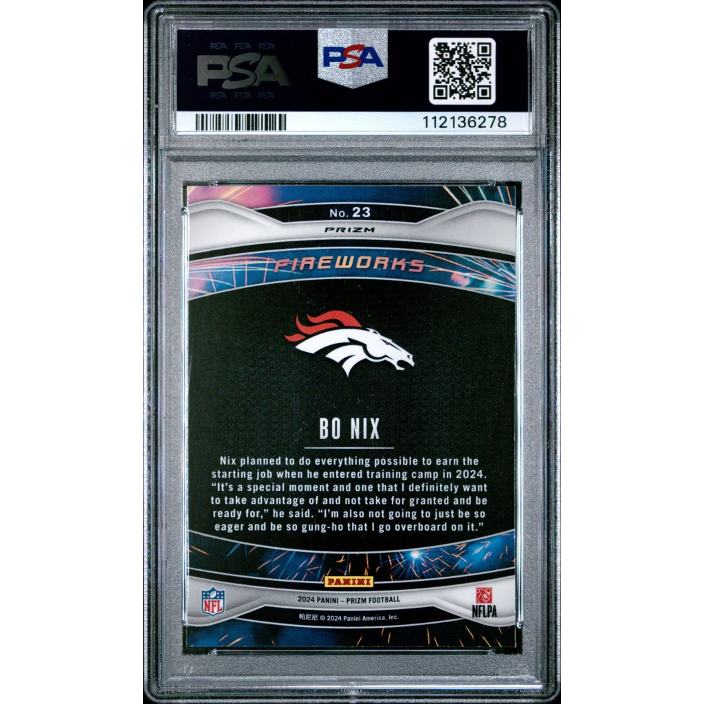 Bo Nix Fireworks Green Wave RC PSA Graded Prizm Rookie Card