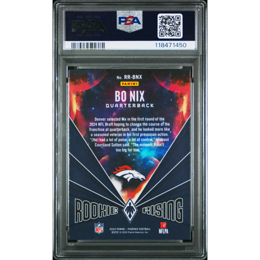 Bo Nix PSA 10 Gem Mint Rookie Card, 2024 Panini Prime Football Denver Broncos