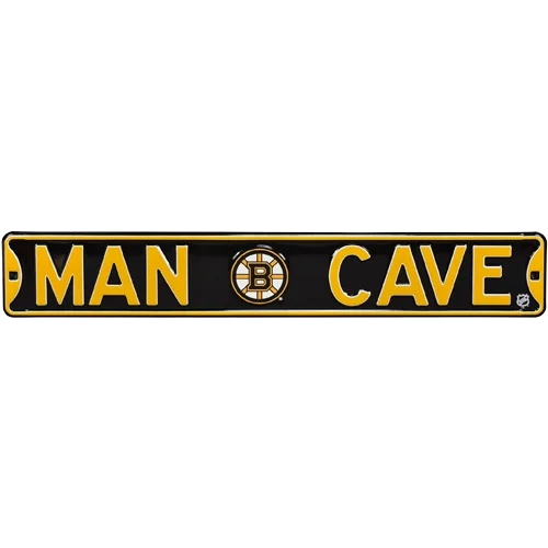 Boston Bruins Man Cave authentic street sign in black and gold