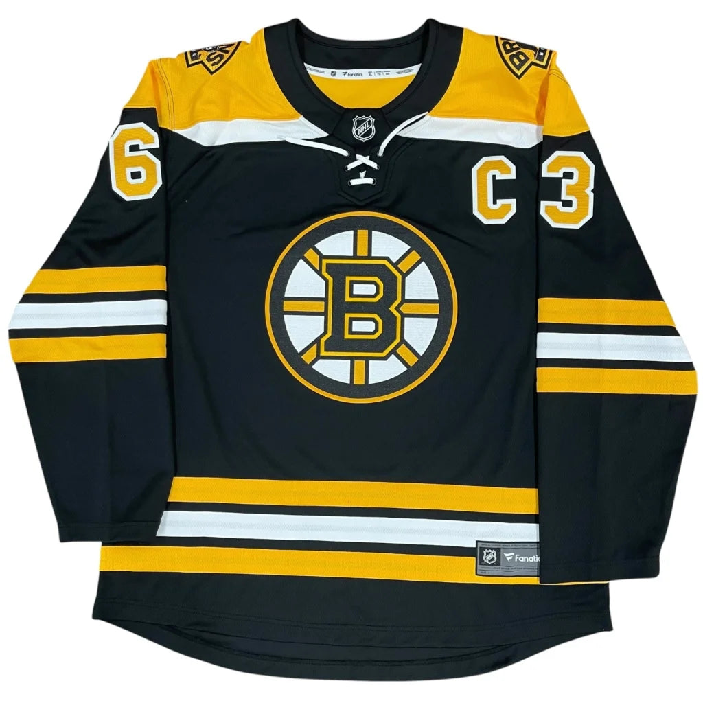 Brad Marchand autographed black Boston Bruins #63 jersey with B logo