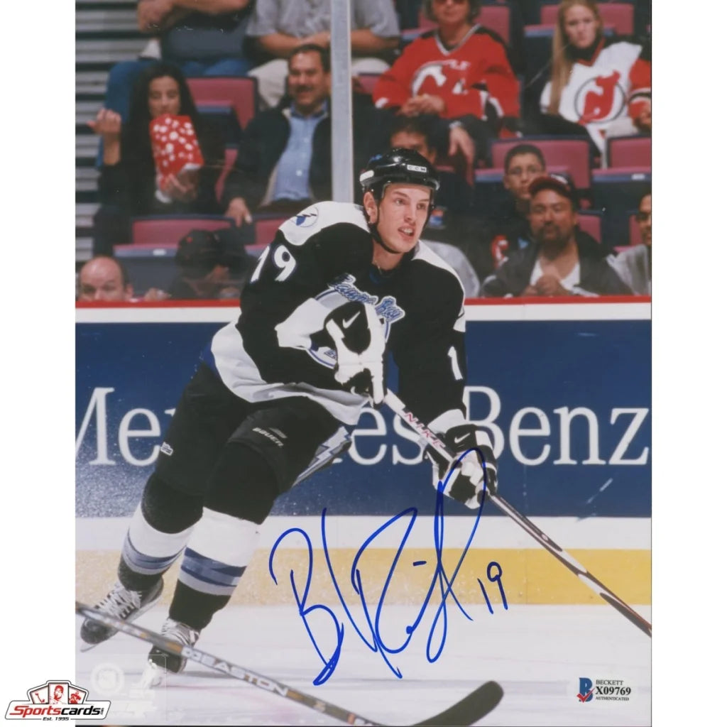Brad Richards signed black and white hockey jersey with blue 19, Nike sleeve