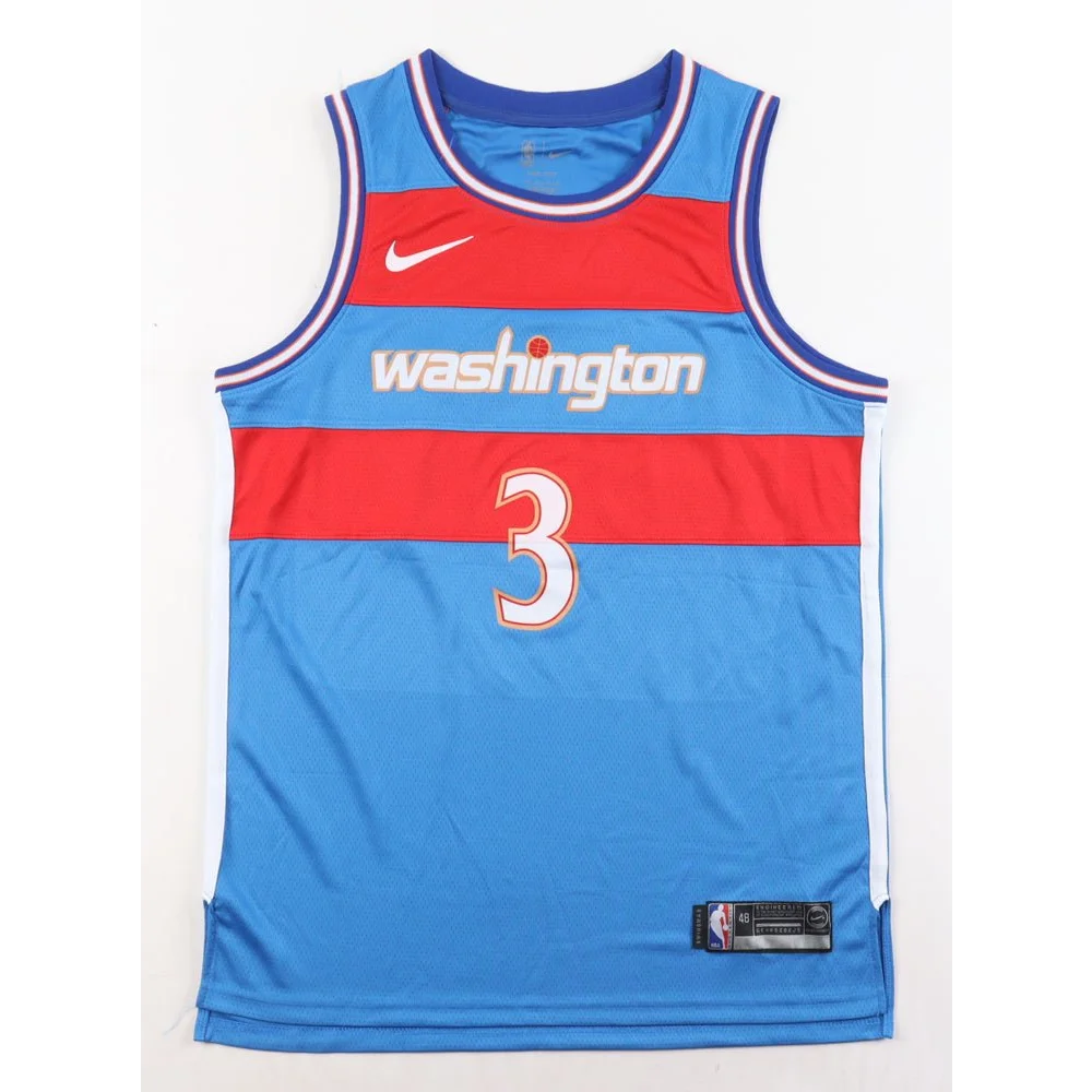 Blue, red, and white Bradley Beal signed Wizards jersey with number 3 for sale