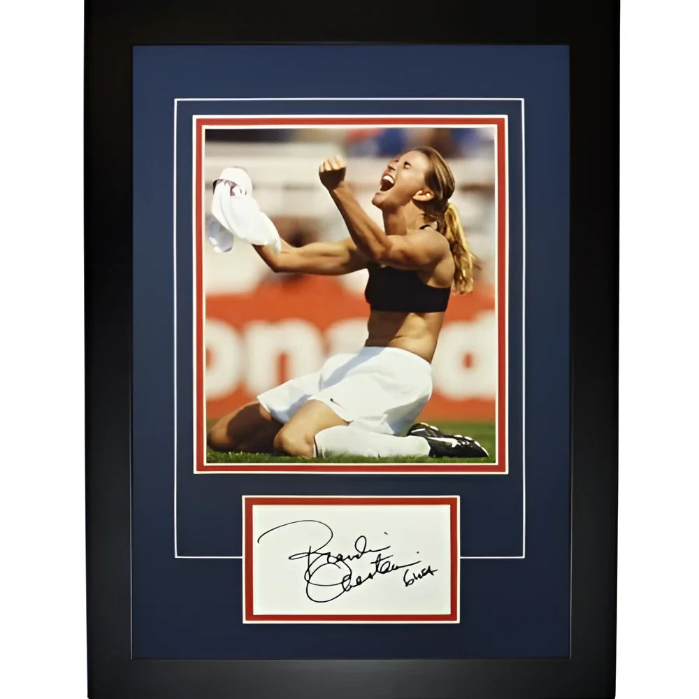 Brandi Chastain autographed bra celebration signature series frame