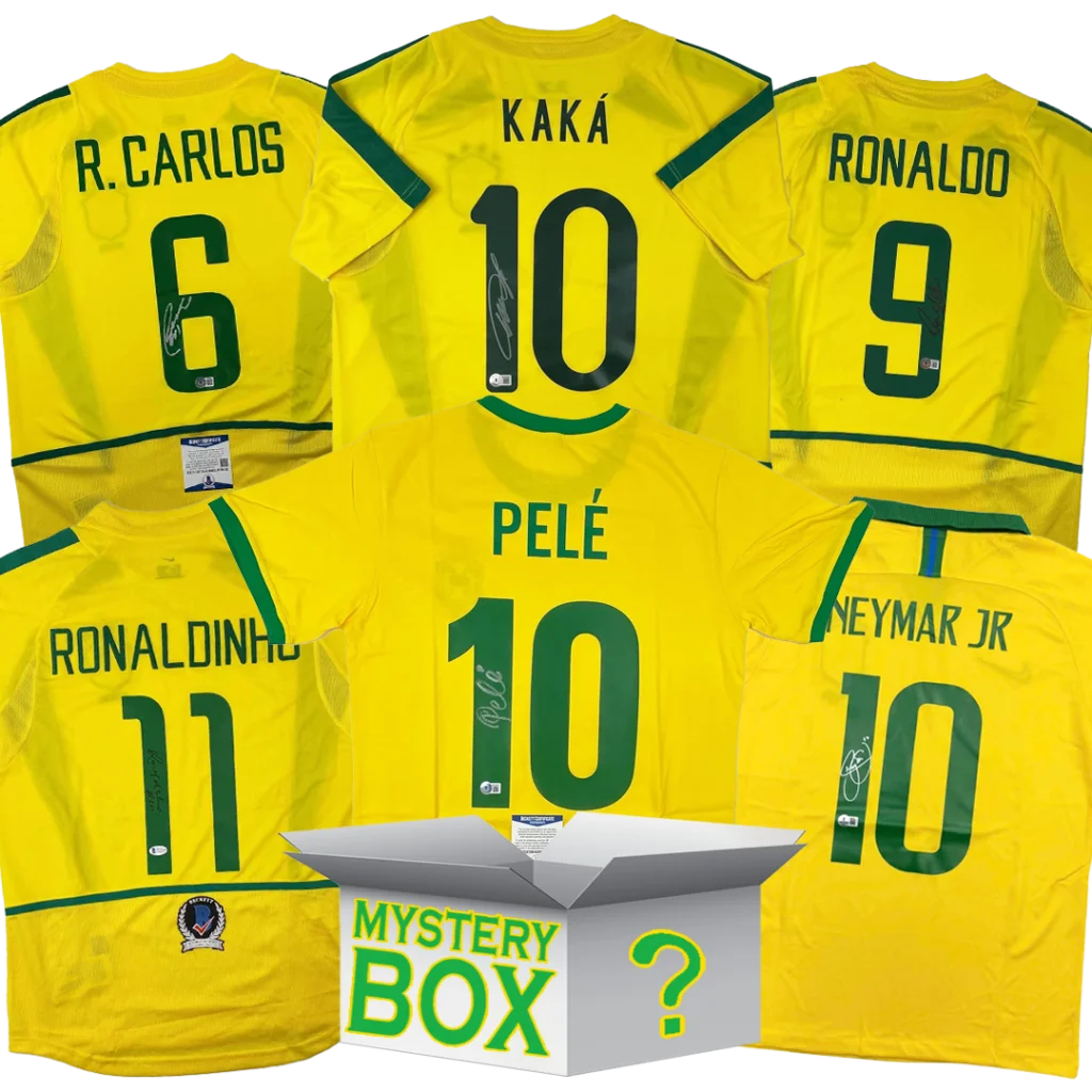 Brazil Soccer Autographed Jersey Mystery Box with PSA JSA or Beckett COA | Hall of Fame Sports Memorabilia | vintageantiquesgifts.com